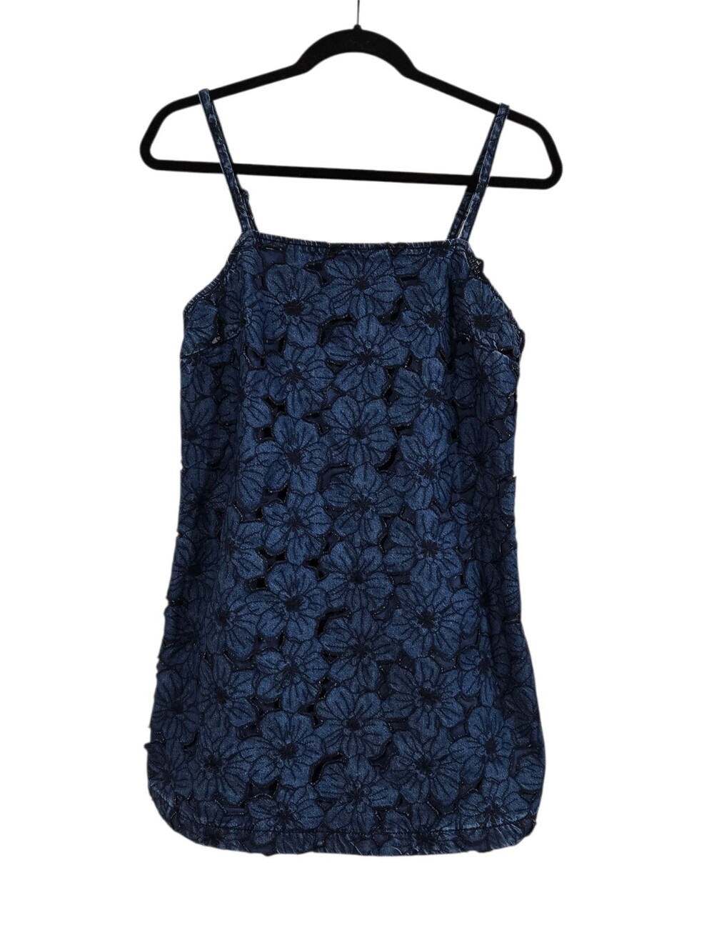 American Eagle Outfitters Blue Denim Floral Cut Out Mini Dress S New